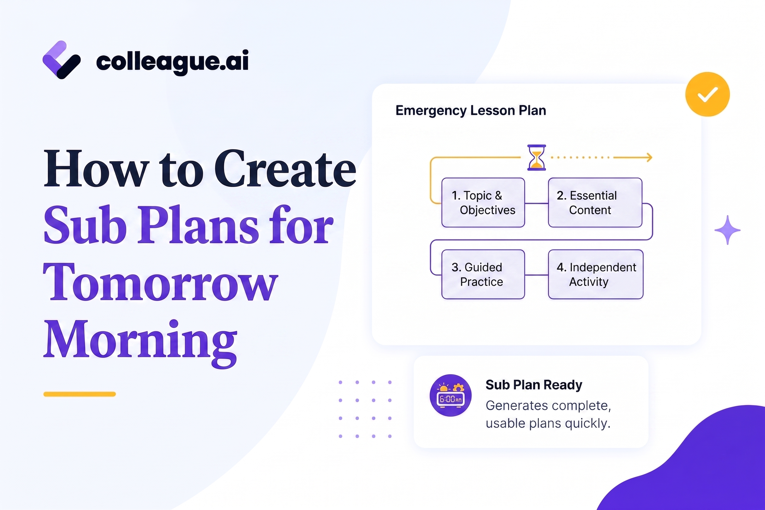 how to create sub plans for tomorrow